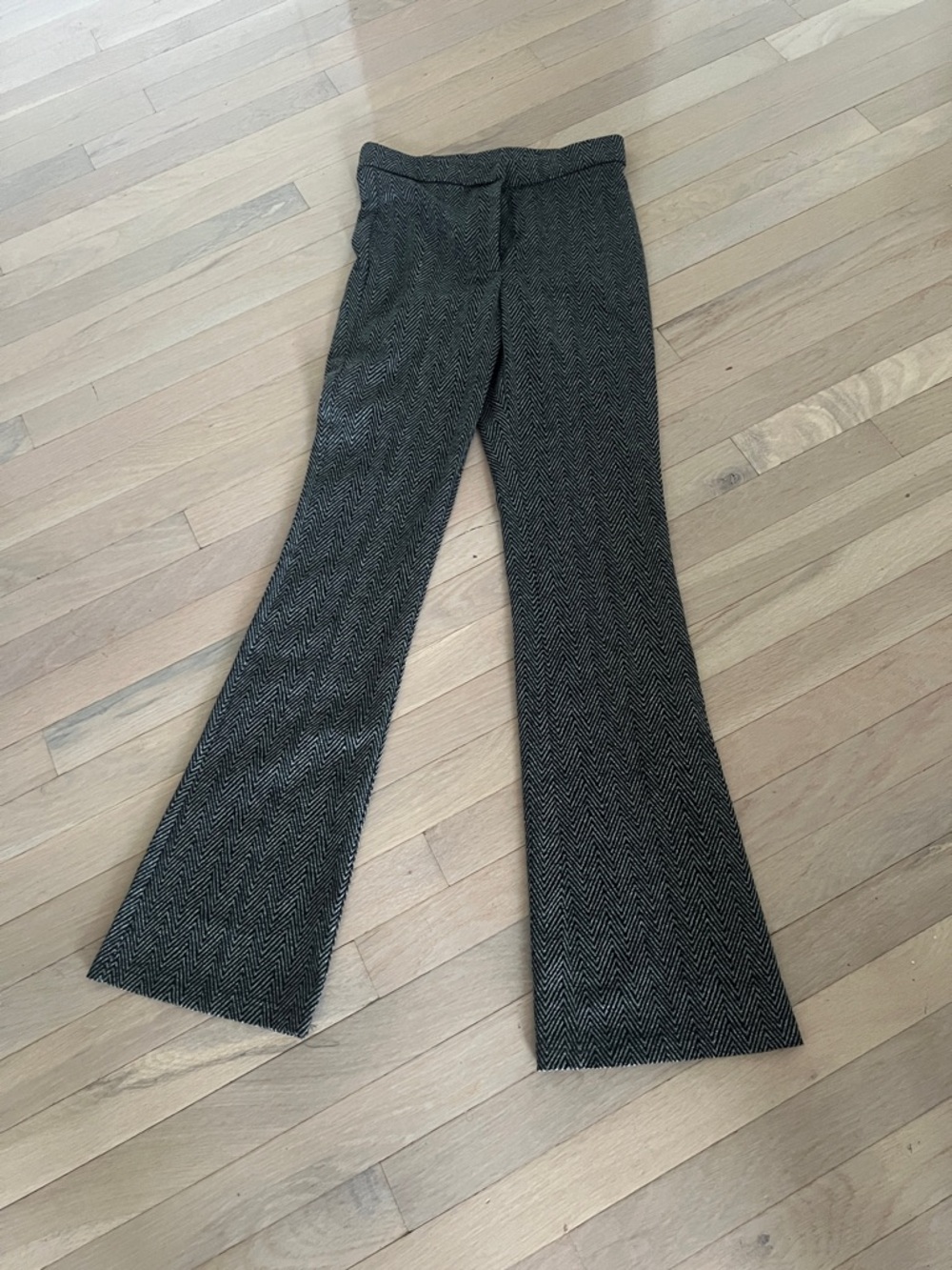 Zara Black & Gray Chevron Flare Pants